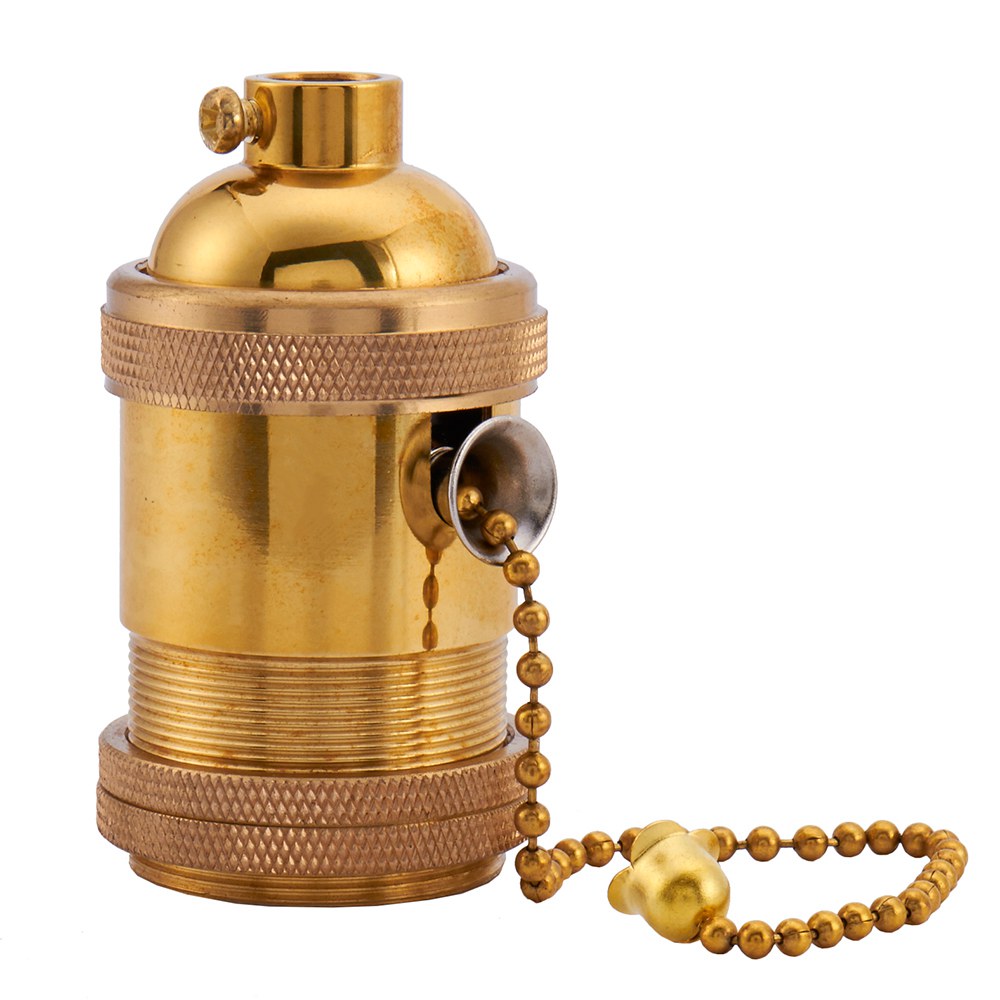 One-Way On-Off Pull Chain Brass Light Socket