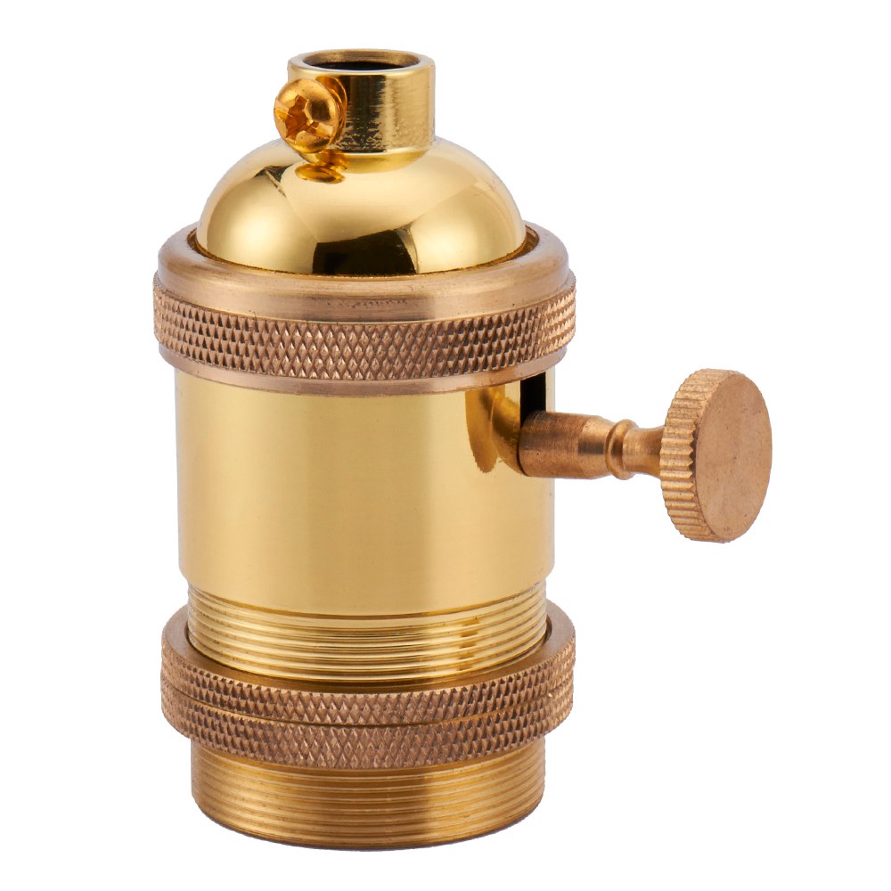 One-Way On-Off Turn Knob Brass Light Socket